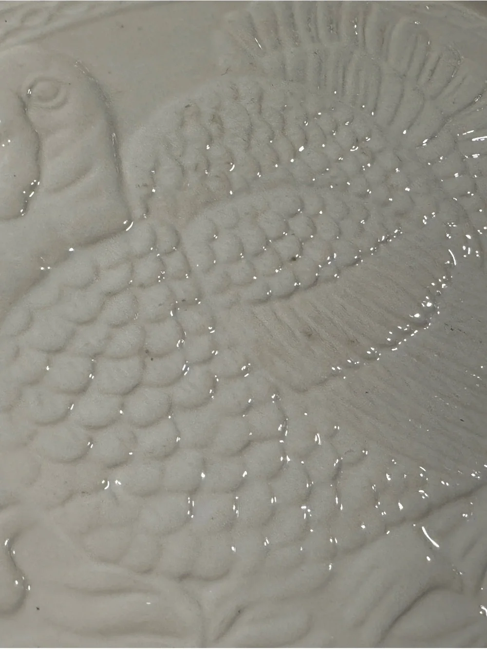 Embossed Cream Ceramic Turkey Serving Platter - Classic Holiday Serveware